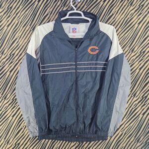 Vintage 90s Y2K NFL Chicago Bears Windbreaker Jacket Navy Sports Illustrated L